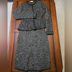 Valentino Roma Black and Beige Bouckle Knit Set